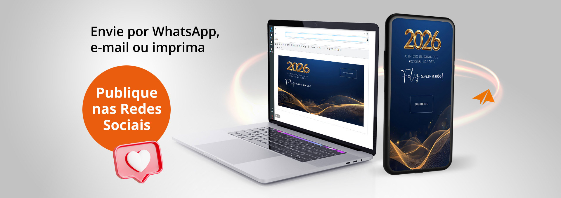 Banner Cartões Empresas para Ano Novo, Whatsapp, Redes Sociais ou Imprimir