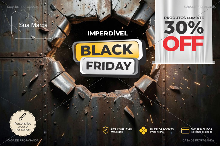 Arte Cartão Promocional Black Friday Aço