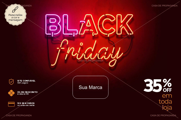 Cartão Black Friday Neon Vermelho