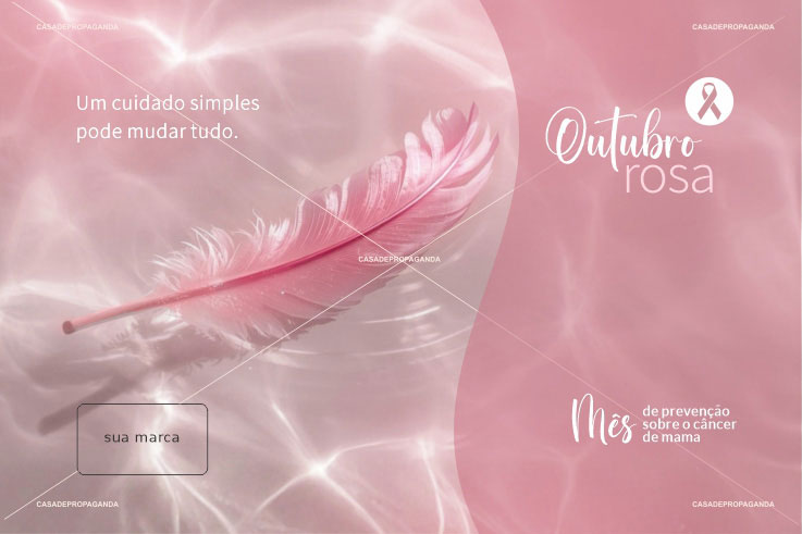 Cartão Empresarial Prevenção ao Câncer de Mama Outubro Rosa - Pena Rosa