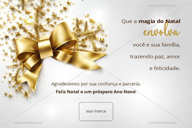 Cartão Natal Laço Dourado